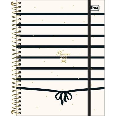 Imagem de Tilibra - Planner Espiral 17,7 x 24 cm West Village 2026 - Fundo Branco e Linhas Pretas