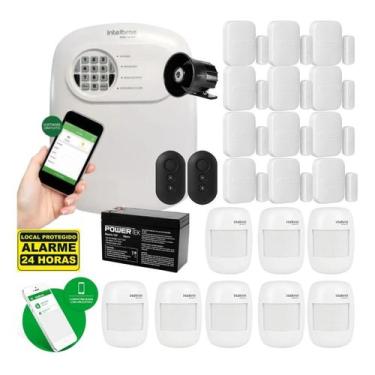 Imagem de Kit Alarme Intelbras Monitorado Via Celular 20 Sensor S/ Fio