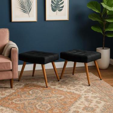 Imagem de Kit 2 Banqueta Rubi Confort Moderna Pes Madeira Decorativa - Dcazza, P