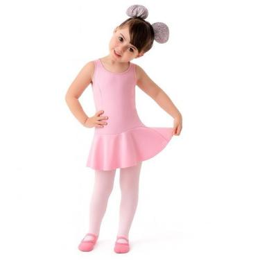 Imagem de Collant Vestido Regata com Saia Acoplada Ballet Infantil Rosa Balé Mel