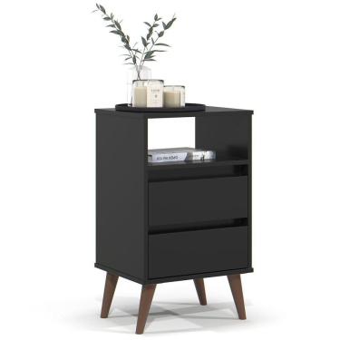 Imagem de Mesa De Cabeceira 2 Gavetas Com Nicho Aroma Preto