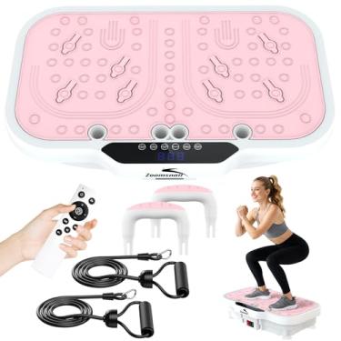 Imagem de Zoomsnail Máquina de exercício com placa vibratória, 8000 vibrações/min plataforma de fitness ajustável, capacidade de 180 kg, plataforma extra grande para treino de corpo inteiro com Bluetooth para