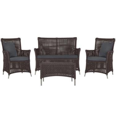 Imagem de Jogo Sofá 2 Poltronas E Mesa Igapó Fendi E11 Trama Original Marrom