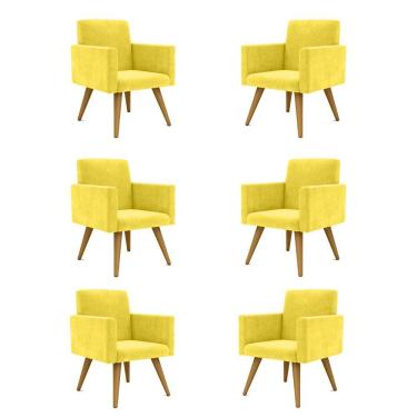 Imagem de Kit 06 Poltronas Nina Decorativa Para Recepção amarela