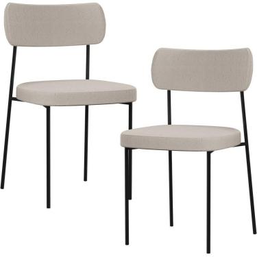 Imagem de Kit 02 Cadeiras Estofadas Para Sala De Jantar Melina L02 Cru