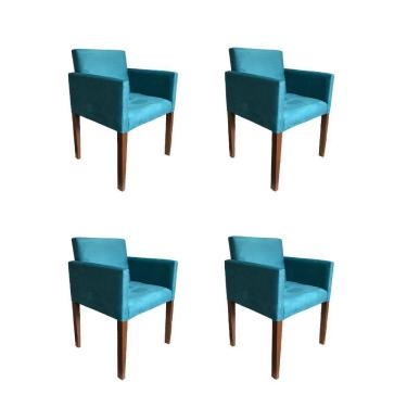 Imagem de Kit 4 Poltronas Nina Estilo Retrô Ideal Para Sala De Estar - Azul Turqueza - Cor: Azul