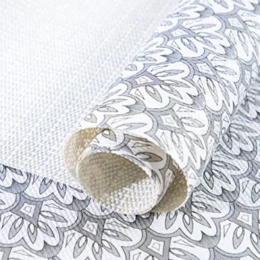 Imagem de FIFTY FEET Forro de prateleira não adesivo de 46 x 243 cm para armários e gavetas de cozinha, forro de armário de PVC antiderrapante lavável (floral preto) (1 rolo)