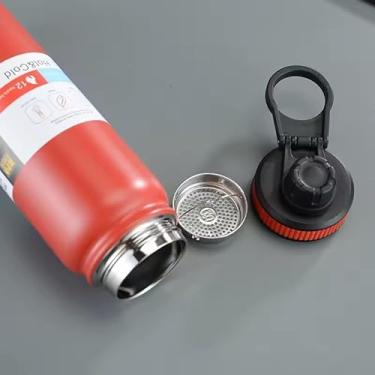 Imagem de Garrafa Térmica Premium de Aço Inox, 800ml, Com Alça e Bico Para Academia, Escritório e Viagens (Vermelha)