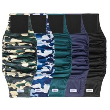 Imagem de VUNCESSIN fraldas reutilizáveis ​​para cães masculinos, faixas de barriga laváveis ​​premium para cães machos, pacote de 5, bandagens xxl de alta absorção para cães machos para cachorrinhos