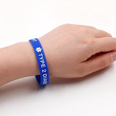 Imagem de Pulseira médica de silicone durável para homens e mulheres, pulseira confortável de alerta de identificação médica, pulseira de emergência multicolorida flexível à prova de suor para sangue, alergia