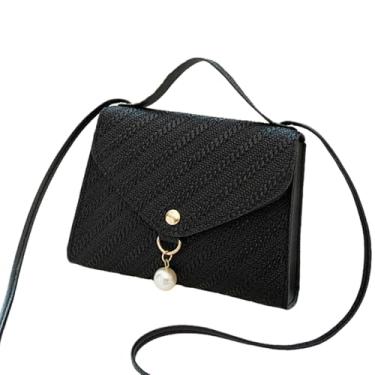Imagem de Bolsa transversal pequena para mulheres, bolsas de ombro, bolsas de mão com alça ajustável bolsa de ombro elegante feminina, Preto, Simplicidade