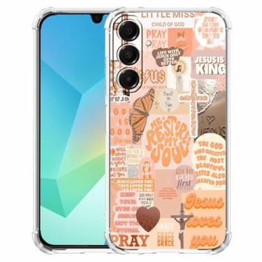 Imagem de Capa para Galaxy A16 com design cristão, versículo bíblico de Jesus citações cristãs capa padrão colagem para cristãos, capa de telefone de TPU macio para Galaxy A16, #8