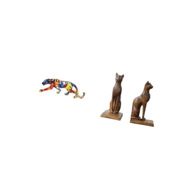 Imagem de Fenteer Estátua de Gato, Escultura, Artesanato Animal, Estatueta, Ornamento, Decoração, Suporte para Livros, Prateleira, Mesa, Casa, Escritório, Presente de B