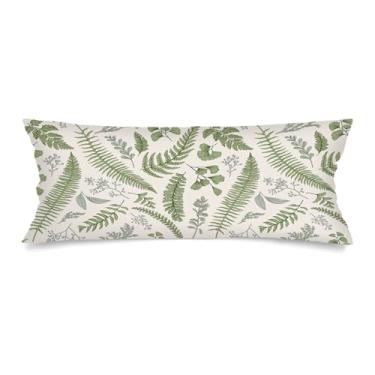 Imagem de Capas de almofada lombar verde sálvia 35,5 x 91,5 cm vintage floral longo para cama, fronha botânica de folhas de planta tropical com fecho de envelope capa de almofada decorativa para sofá, cama