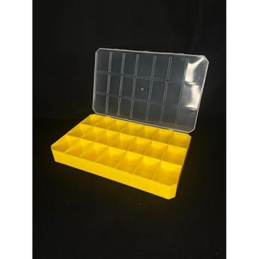 Imagem de Kit 2 Caixas Organizadoras 21 Divisões Transparente – Ideal para Joias Miçangas e Materiais Pequenos (Amarela,2 caixas 21 divisões)