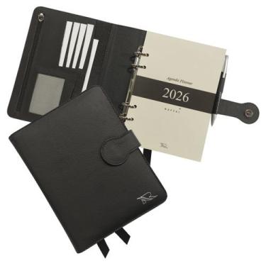 Imagem de Agenda Planner Couro 2026 126-R Raffai Couros, Preto