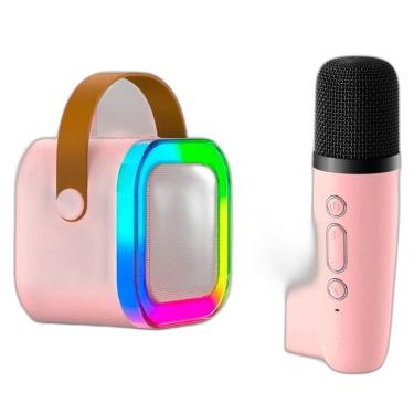 Imagem de Caixa Som Karaokê Portátil Bluetooth Microfone Sem Fio Luz
