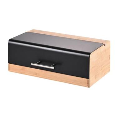 Imagem de Generic Caixa de pão de bambu com tampa, porta-pão para doces, para armário, restaurante, cozinha, decoração.