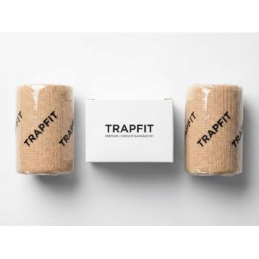 Imagem de Kit 2 Bandagem Elástica Auto Aderente 10cm x 4,5m - TRAPFIT Faixa Atadura Pet Tatuagem Academia Cor Bege cor de pele