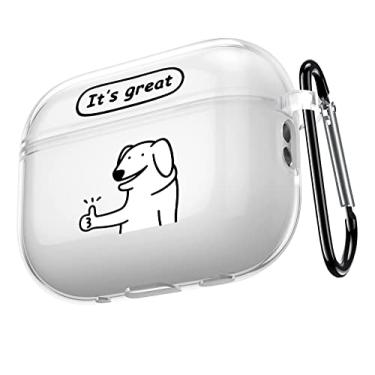 Imagem de Capa transparente para AirPods Pro 2 com design fofo de cachorro Kawaii, capa para Airpods Pro 2ª geração com chaveiro para homens e mulheres, capa protetora completa de TPU