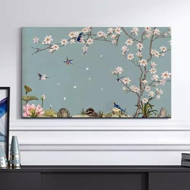 Imagem de Capa de proteção contra poeira para TV interna, padrão de pintura floral, pássaros, protetor à prova de poeira para telas LCD/LED, tecido decorativo, capa de televisão, sala de estar/quarto - flor 1||