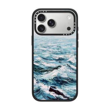 Imagem de CASETiFY Capa Impact para iPhone 17 Pro Max [fina/compatível com Magsafe/2,5 m. Proteção contra quedas de grau militar 4X] - Mar Azul Profundo - Preto fosco