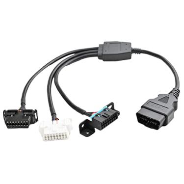 Imagem de OLLGEN 50 cm OBD II OBD2 divisor macho de 16 pinos para 3 cabos de extensão fêmea adaptador de cabo extensor de diagnóstico para carro