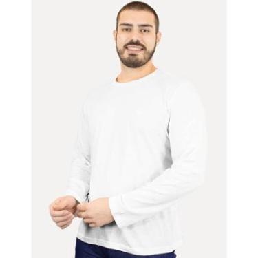 Imagem de Camiseta Calvin Klein Jeans Masculina Manga Longa Rubber CK Frontal Branca-Masculino