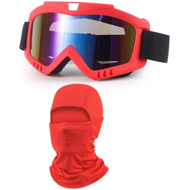 Imagem de immoono Óculos de corrida Dirt Bike com balaclava, motocicleta, quadriciclo, esqui, motocross, à prova de vento, à prova de poeira, óculos de corrida para mulheres e homens, lentes coloridas com