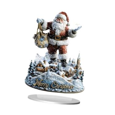 Imagem de oshhni Decoração de Natal 2D, Lembrança de Peça Decorativa, Coleção de Papai Noel em Acrílico, Enfeite de Mesa, Arte 2D para Mesa de Casa, Style B