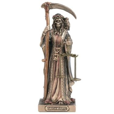 Imagem de Veronese Design 4 1/4 Santa Muerte segurando foice e escama de polystone pintado à mão bronze estatueta colecionável decoração de casa