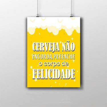 Imagem de Placa Decorativa Frase - Cerveja Não Engorda - Artesanal