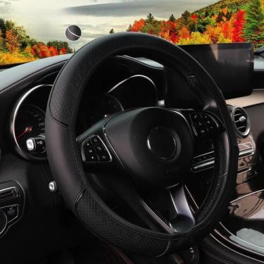 Imagem de Capa De Volante De Couro Com Listras Vermelhas E Azuis Para Carros De 