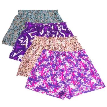 Imagem de Kit 4 Shorts Feminino Esportivo Treino Academia Estampado-Feminino