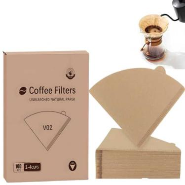 Imagem de Filtros de café 200 unidades de filtros de cone cru em caixa V60 filtros de café descartáveis filtros de papel de café 2-12 xícaras, 02 cones para máquina de café derramar e pingar (V2-200 peças em 2