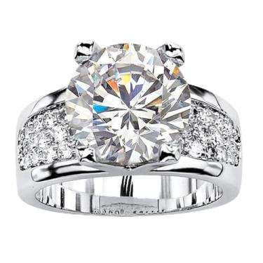 Imagem de Anéis de noivado de zircônia cúbica branca banhada a ouro branco, alianças de compromisso, festas noturnas, presentes de dia dos namorados, alianças de eternidade para mulheres, 7, Cobre, Sem pedra