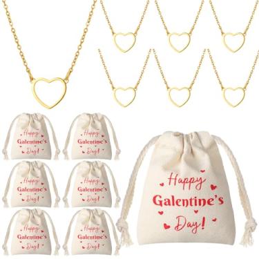 Imagem de Huquary 6 conjuntos de colares de coração em massa para o dia das Galentinas, amigas e amigas, presente para sua irmã amiga, melhor amiga, 17 inches long with a 2-inch extension chain, Aço inoxidável