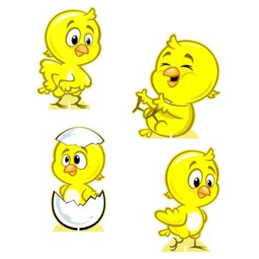 Imagem de KIT 4 Displays Pintinho Amarelinho 20cm - Vinil Fosco Sem Reflexo - Totem Decoração Festa Infantil Aniversário