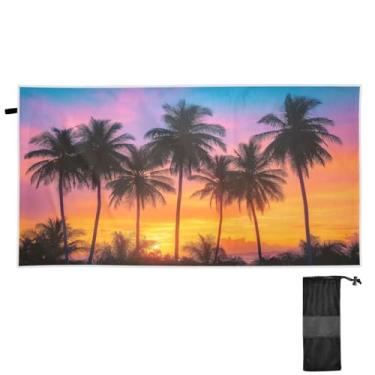 Imagem de ATTX Toalha de praia com palmeiras de coco 79 x 188 cm - Cobertor de microfibra leve de secagem rápida e resistente à areia para piscina, ioga, academia e viagens | Esportes de banho de natação