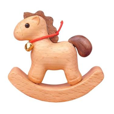Imagem de Generic Estátua de Cavalo de Balanço de Madeira Colecionável, Versátil, Pequena, Artesanal, Ornamento de Mesa, Estatueta de Cavalo para Prateleira, Sala de