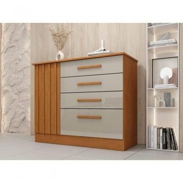 Imagem de Cômoda Guarani Ripada 4 Gavetas E 1 Porta Tcil Cor:cinamomo-off