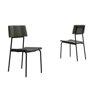 Imagem de Kit 2 Cadeiras De Cozinha Lou 1742 Aço 2 Uni Preto-linho Grafite - Carraro