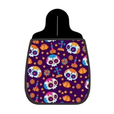 Imagem de Lixeira De Carro Organizador Lixinhocar Caveiras Mexicanas Fundo Roxo