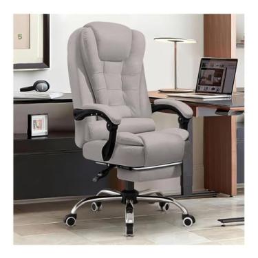 Imagem de HGTRH Cadeira executiva com apoio de braço, cadeira ergonômica para computador com apoio para os pés extensível 90°-135° base de aço reclinável altura ajustável couro PU 360° giratório para escritório