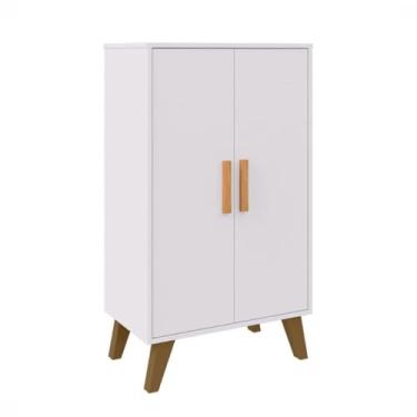 Imagem de Armario Multiuso Moderno 2 Portas e 2 Prateleiras Organizador Sapateira Lavanderia Pé Palito Madeira(Branco)