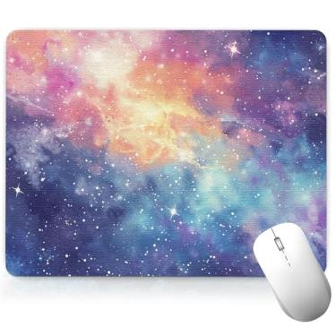 Imagem de Tapete de mesa de couro com céu estrelado, mouse pad de arte colorida, teclado de computador, mousepad à prova d'água, protetor e capa para desktop, tapete decorativo de couro PU para laptop