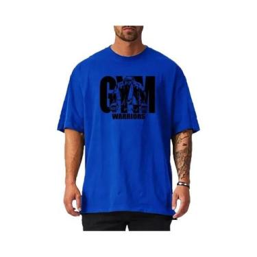 Imagem de Camiseta De Algodão Oversized Para Homens, Verão, Academia, Manga Curt