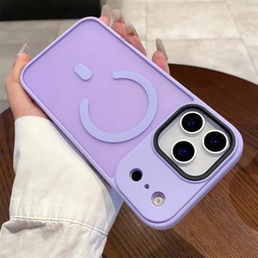 Imagem de Capa para iPhone 17 Air 16 15 14 13 12 11 Pro Max com carregamento sem fio magnético, colorida, cor roxa grama, para iPhone 14