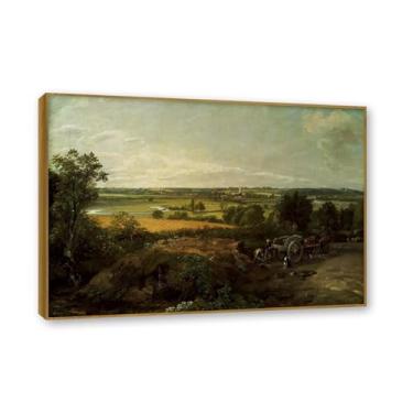 Imagem de NHLDZYH Moldura de teca. Arte em tela emoldurada estilo Constable (sem título 34), impressões de parede de paisagem inglesa, decoração de parede com tema de natureza para quarto ou escritório. 40 x 56