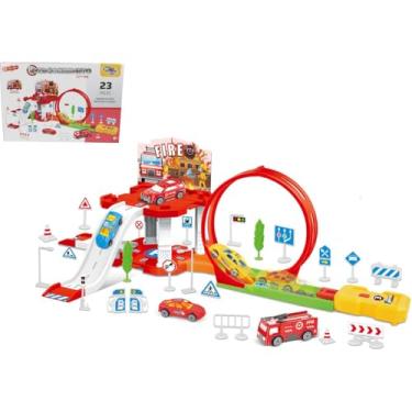 Imagem de Pista Corrida, Wellmix, com Lançador, City Fire, 23 peças
